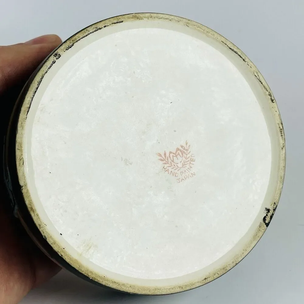 Dragon Ware Round Jewelry Trinket Box 4.25” Moriage Porcelain Hand Painted Japan